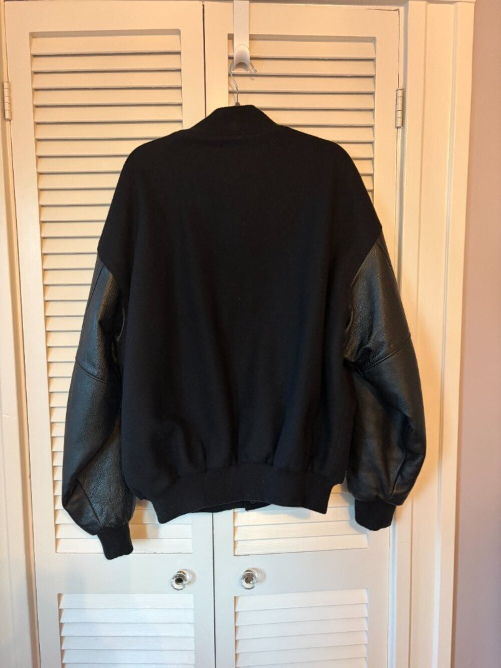 ROOTS men's black varsity jacket USA olympics leather wool vintage - Picture 7 of 10